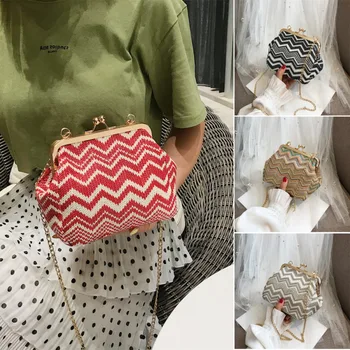 

US Summer Women Bohemia Rattan Handbag Straw Knitted Messenger Cross body Bag