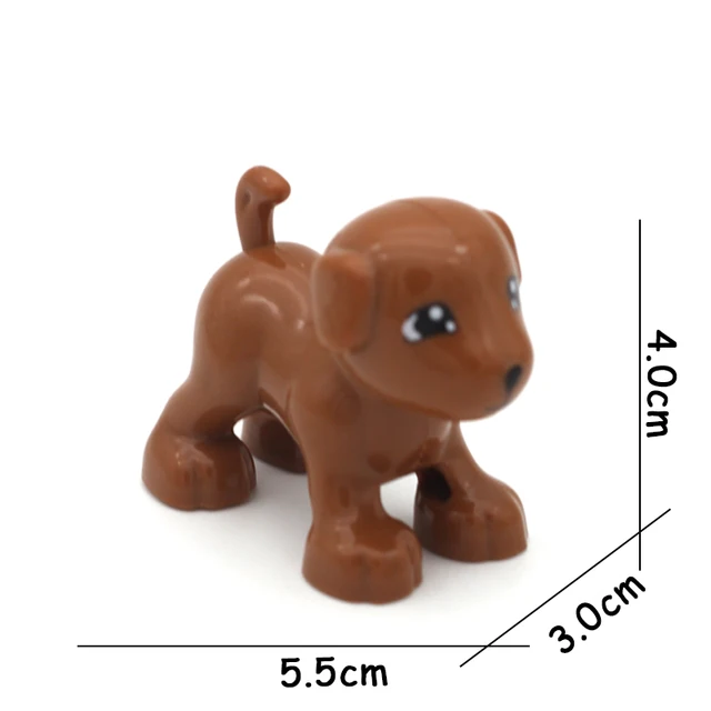 Big Size Building Blocks Animal Accessories Farm Figures Pig Rabbit Chicken Duck Dog Cat Bird horse Cow Sheep DIY Toys Gifts Brown Dog