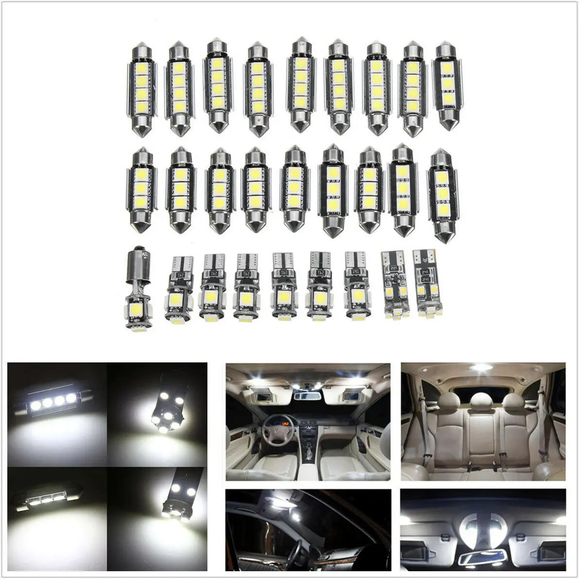 

27PCS / Set High Quality Car Interior White LED Light Mini Bulbs Kit 6000K Auto Accessories For Mercedes Benz E Class W211 02-08