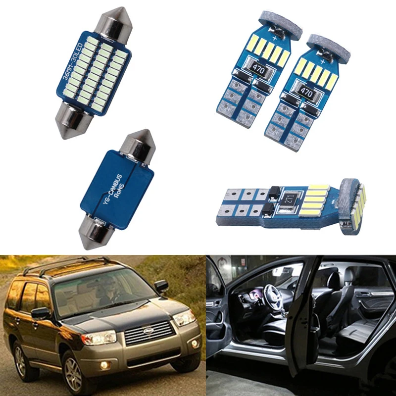 

8Pcs Car LED Interior Light Bulbs Kit For Subaru Forester 2003-2008 Map Dome Trunk License Plate Light Auto White Reading Lights
