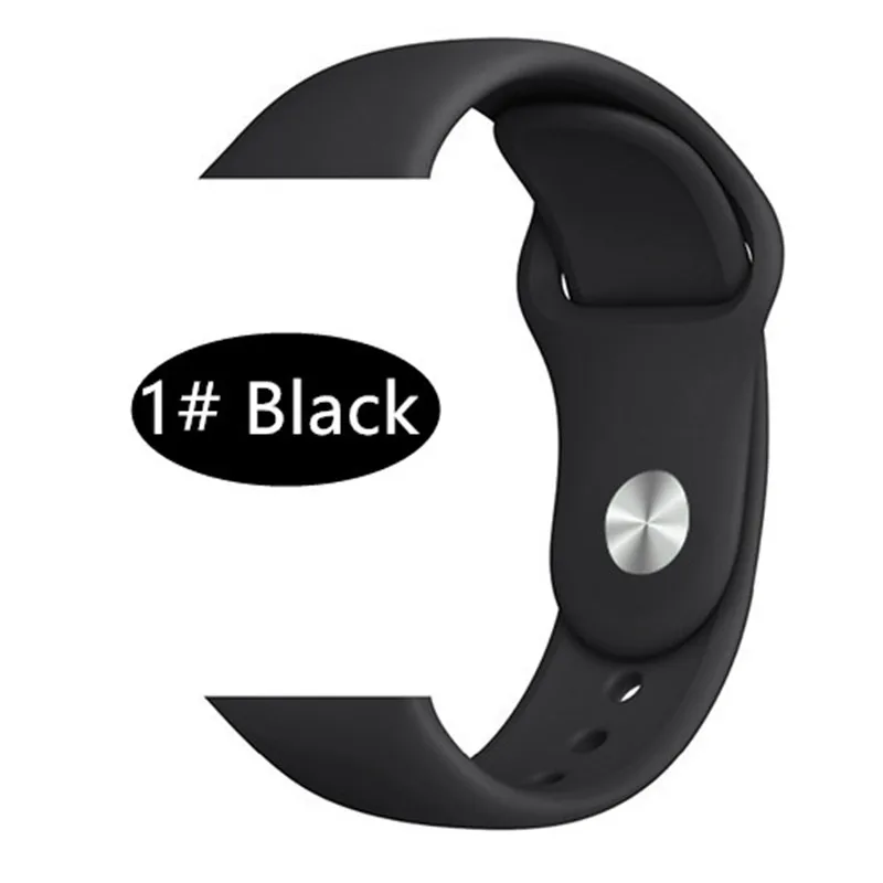 black Силиконовый ремешок для apple watch band 44 мм 40 мм, correa, iwatch5/4/3/2, 38 мм, ремешок 42 мм монохромный Силиконовый Браслет apple watch band - Цвет ремешка: black