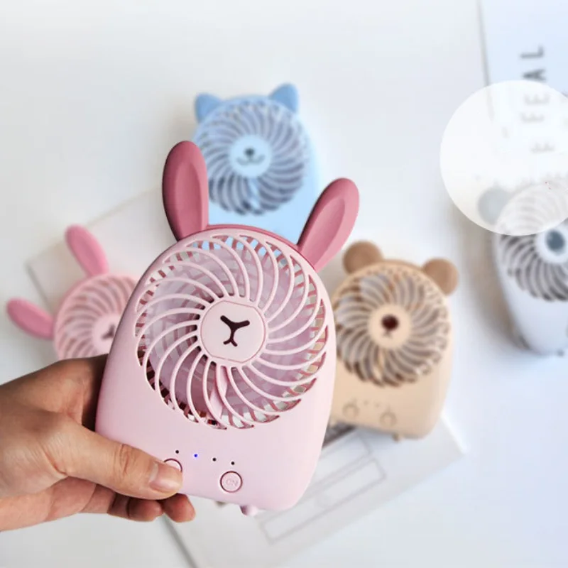 

USB Portable Cartoon Fan Charging Small Desktop Third Gear 1-4 Hours Working Time Fan Speed Can Be Adjusted Good Gift