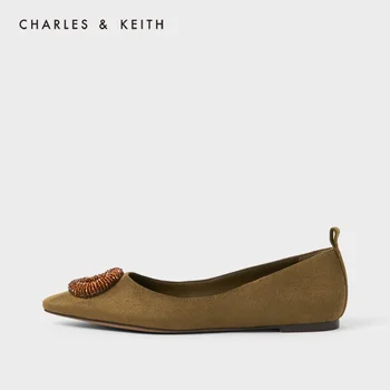 

CHARLES＆KEITH New Arrival for Autumn 2020 CK1-70900216 Women flat shoes Beaded decoration Vintage fashion shoes