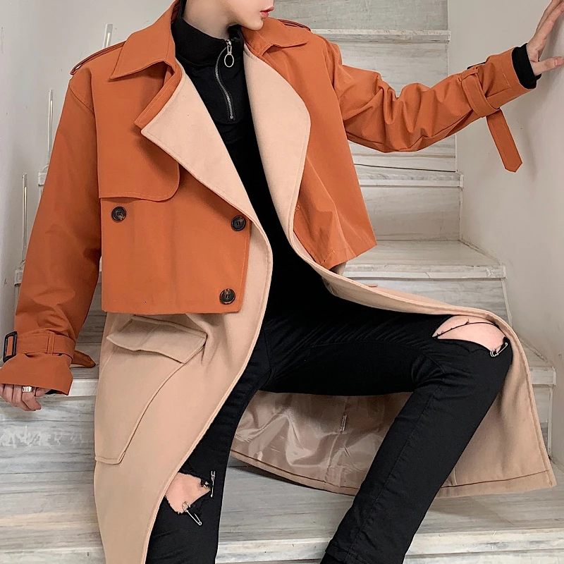 

Casual Trench Coat Male Vintage Jacket + Vest Multiple Wearing Methods Jacket Woolen Vest Streetwear Jacket Windbreaker Overcoat