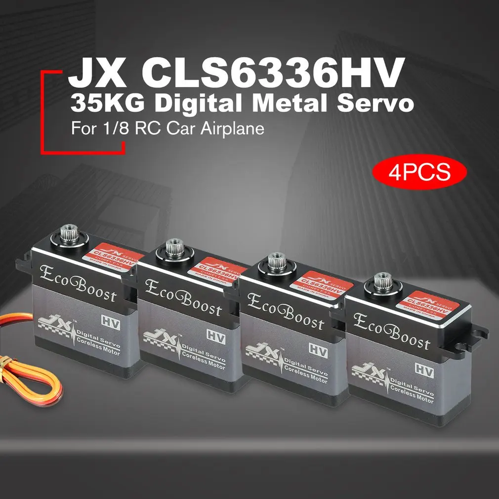 4 шт. JX CLS6336HV 35 кг 6-7,4 В высокое напряжение металла шестерни алюминиевый корпус цифровой Coreless сервопривод для 1/8 радиоуправляемые машины самолеты