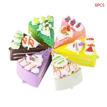 

6Pcs Realistic Artificial Triangle Cake Bakery Window Food Display Photo Prop