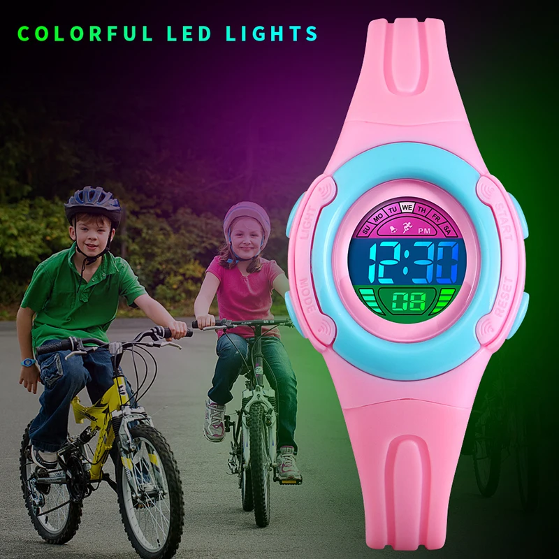 Модные водонепроницаемые детские спортивные часы электронные наручные часы с подсветкой Runing часы детские электронные часы для мальчиков и девочек