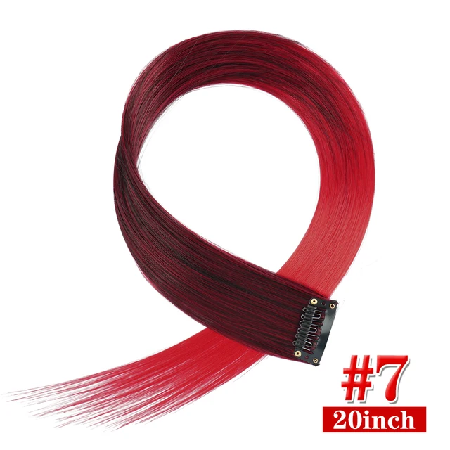 Clip in Hair Extensions Highlights Straight Long Hairpiece Hair Accessories for Girls Women Kids Doll Hair Pieces Wigs Pieces 7