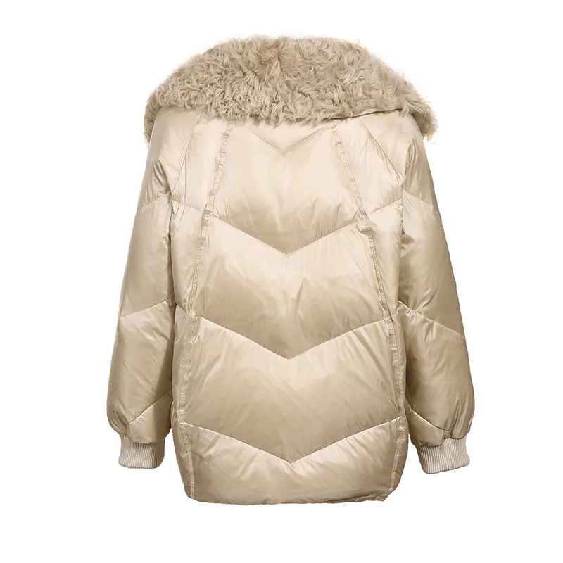 Janveny Real Fur Collar 2020 Down Jacket Women