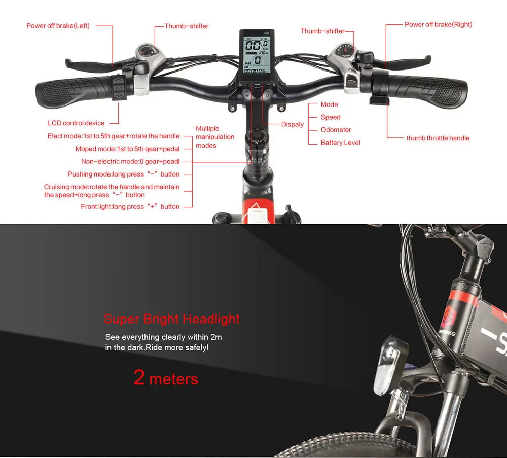 Vélo électrique Samebike LO26 48V 500w 21 vitesses pliable ebike 10ah e bike VTT Vélo assistance électrique