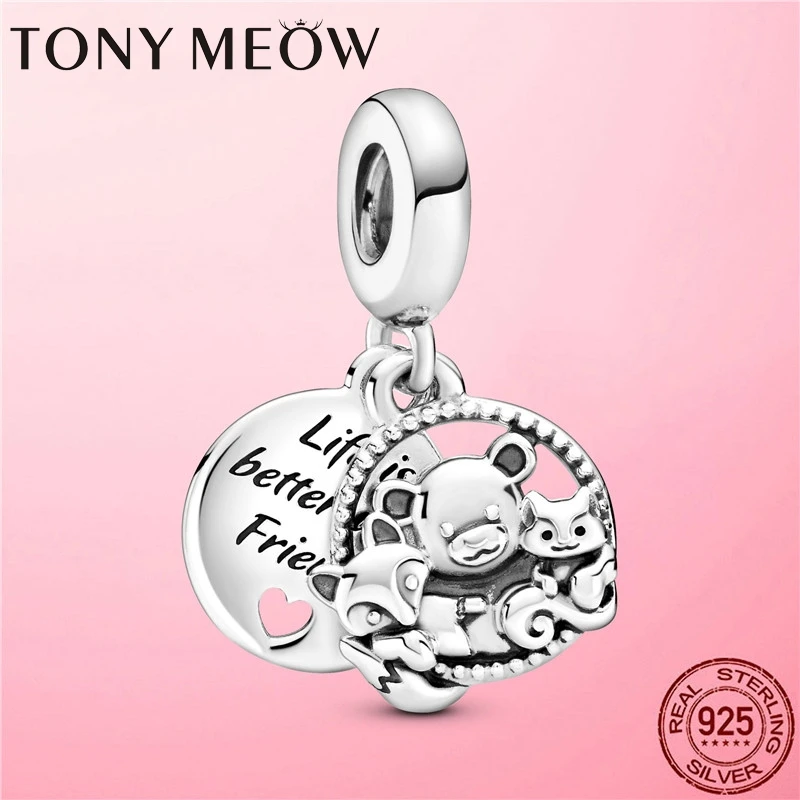 

2020 New 925 Sterling Silver Bear Fox & Squirrel Dangle Charm Beads fit Pandora Bracelet Original DIY Silver 925 Jewelry Gift