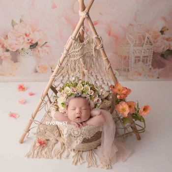 

Dvotinst Newborn Photography Props Retro Background Mini Tent Decoration Wigwam Fotografia Accessories Studio Shoot Photo Props