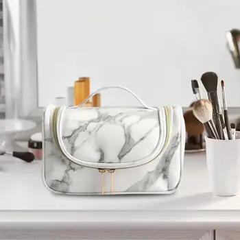 

Multifunction travel Cosmetic Bag Marble Leather Waterproof Makeup Bag Case Toiletry Cosmetics Storage Organizer