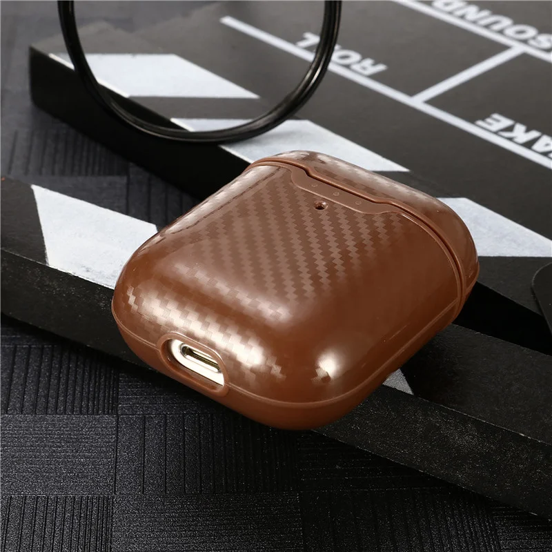 Wireless Charging Receiver Case for AirPods Carbon Fiber Soft Silicone TPU Support Wireless Charging Cover for AppleAirpods Case