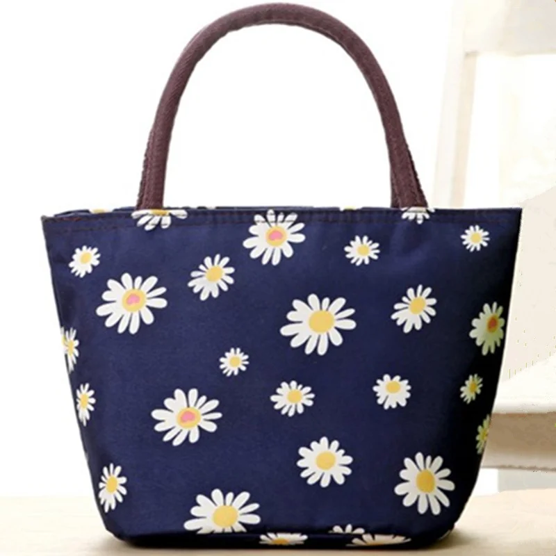 

Flower Printing Waterproof Lunch Bag Student Food Picnic Tote Mummy Bag Women Canvas Fashion Handbags