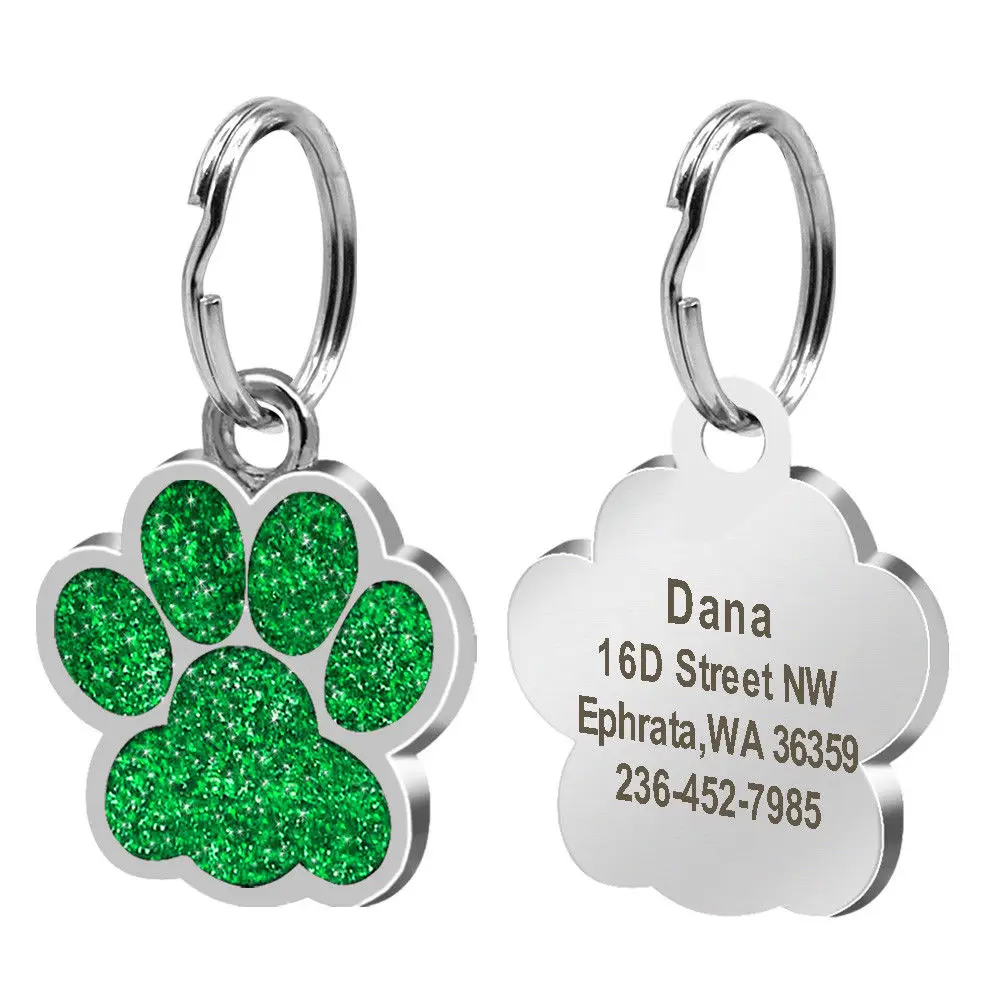 Custom Anti-lost Collar Puppy Accessories Name Pendant Tags Cat Steel ID Dog Dog Tag Engraved Pet Tag Paw Stainless Personalized - Color: 7