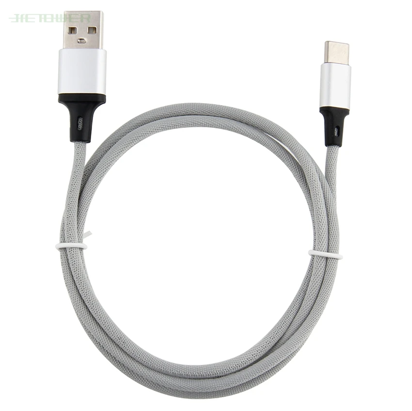 Серый 100 шт./лот USB C type C кабель 1 м чистый цвет плетеный для Xiaomi Note7 Mi9 samsung S9 провод для быстрого заряда type C зарядный шнур - Цвет: Серый