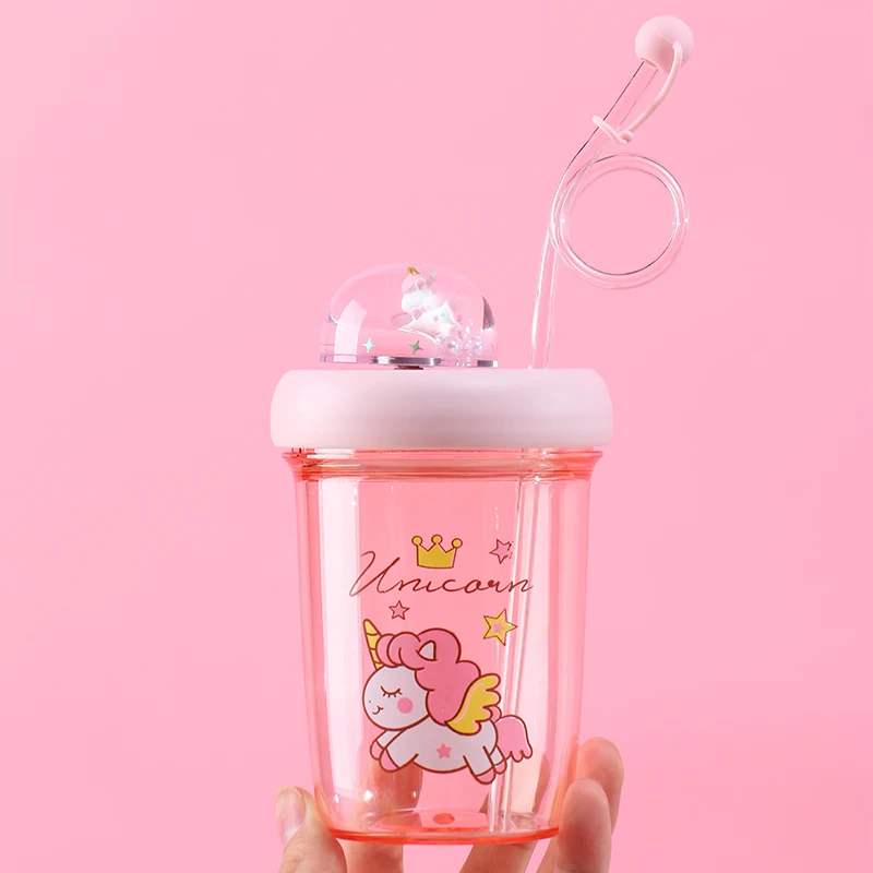 

Plastic sippy cup for children drinking milk cup for cute high appearance level girl web celebrity kindergarten milk for student