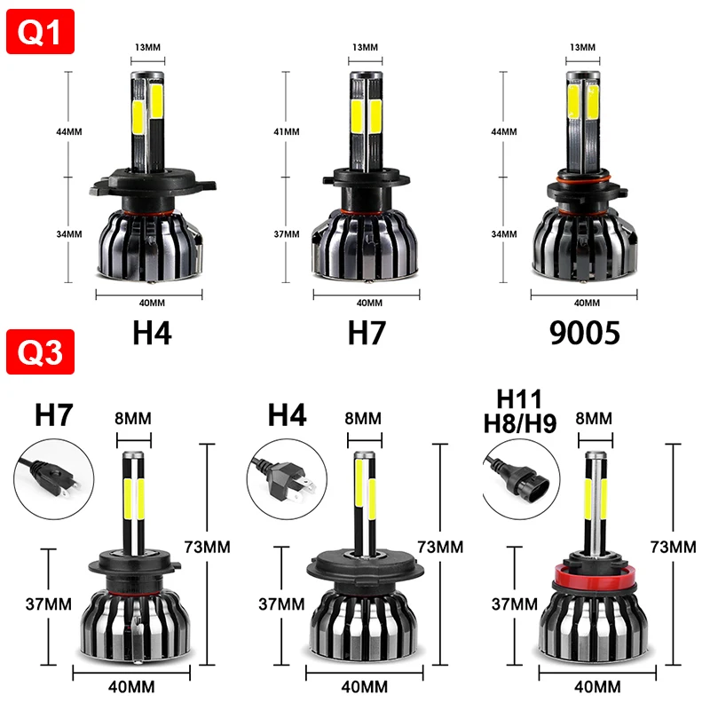 hlxg матрицы с четырёх сторон 12000Лм H8 H11 противотуманные фары H7 LED лампы CANbus H4 HB3 9005 HB4