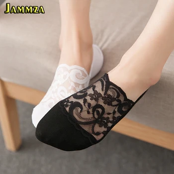 

2Pairs/Lot Summer Thin Fashion Sock Slippers Women Hollow Flower Lace Sexy Invisible Silk Socks Pink Non-slip Casual Boat Meias