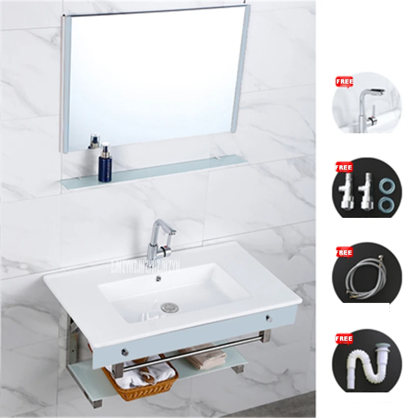 76x46cm jade white 7589 настенный керамический умывальник для ванной комнаты из закаленного стекла, Настенные раковины, шкаф, Керамическая умывальник с зеркалом - Цвет: 76x46cm jade white
