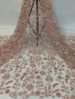 

French Luxury Lace Fabric Tissu Handmade Bead Tulle Lace Latest Luxury Sequins Nigerian Lace Fabric 2020 High Quality Lace