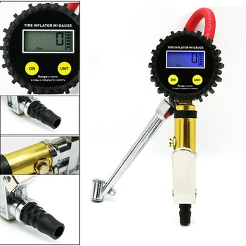 

LCD Digital Air Tyre Tire Inflator High Accurate Pressure Gauge With Dual Chuck