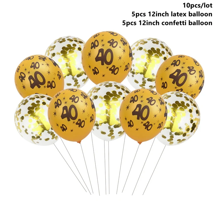 Taoup 30 40 50 60 черные золотые шары из латекса балоны номер баллоны конфетти с днем рождения воздушные шарики для украшения для взрослых