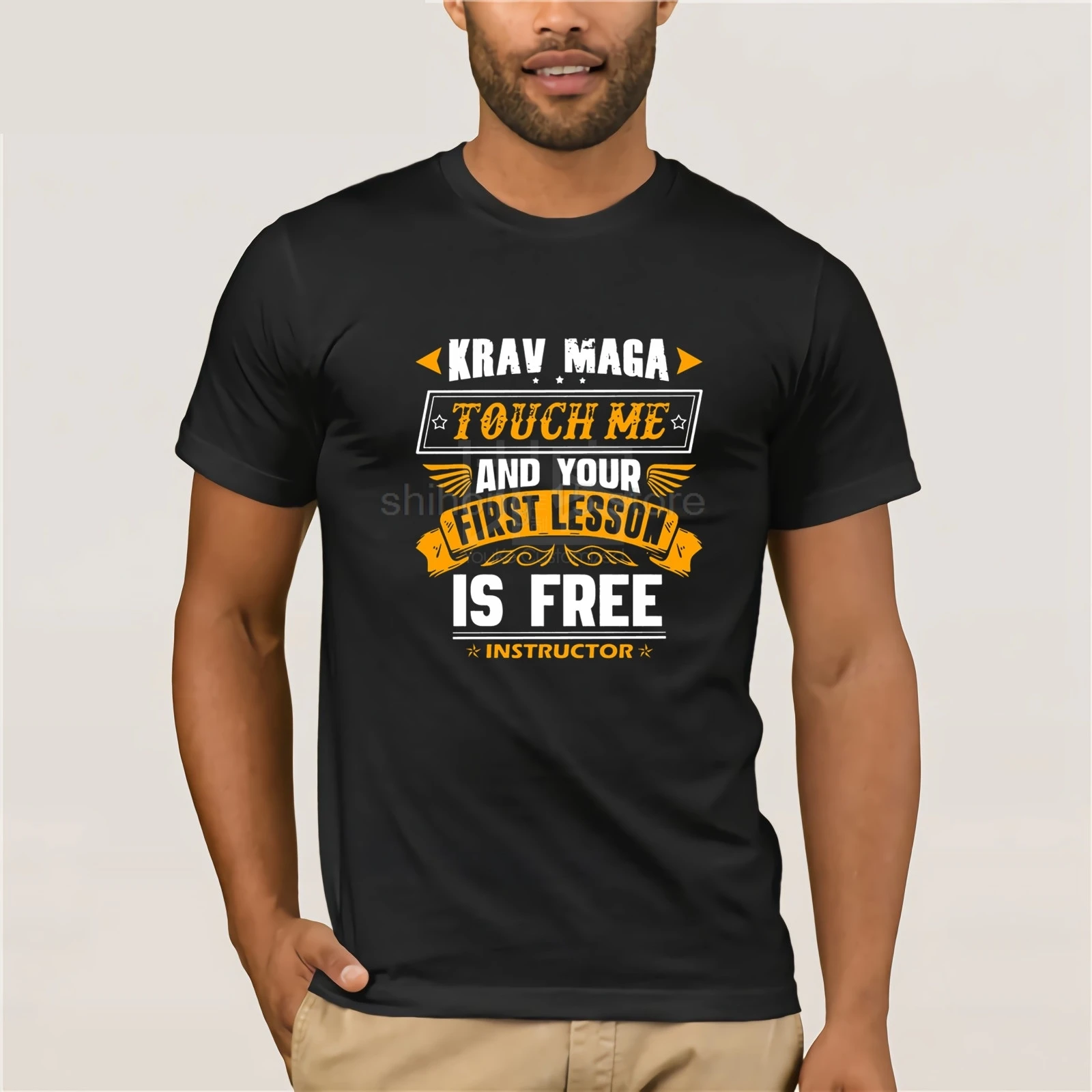 Krav Maga Touch Me And Your First Class Is Free Мужская футболка в стиле хип-хоп смешного размера плюс