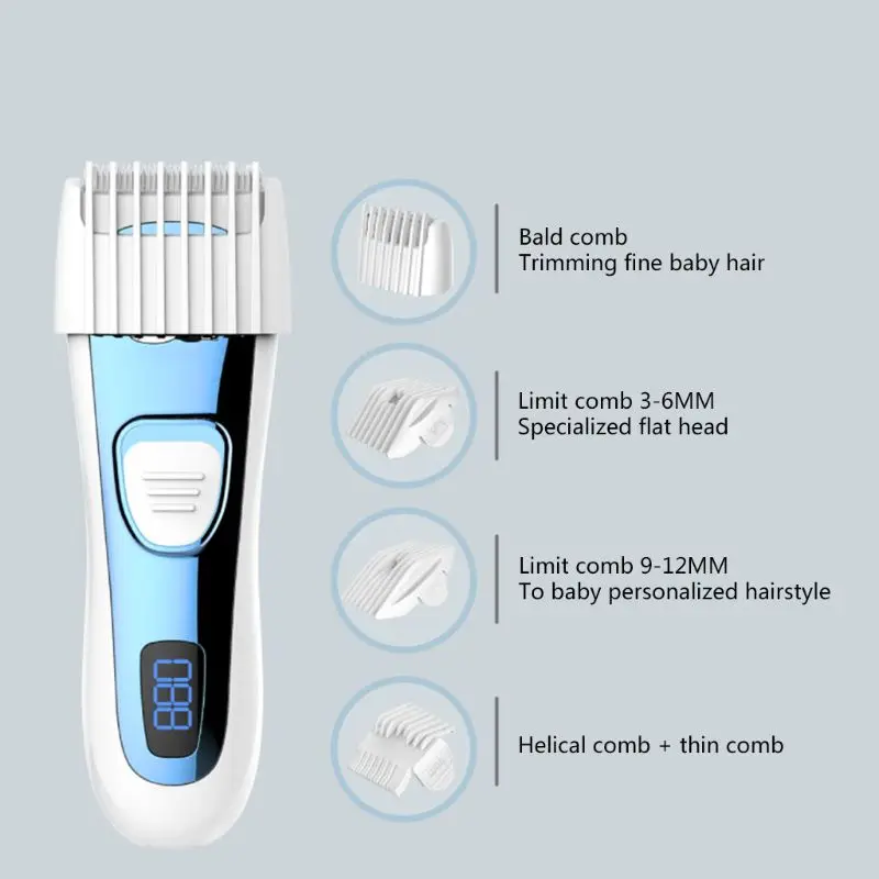 1 Set Baby Kids Home Hair Clipper Set Infant Children Head Razor Rechargeable Mute Trimmer Tools