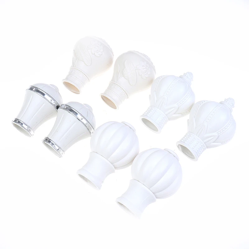 2Pcs Multiple Sizes Curtain Rod Cap Finials Plastic Vintage Drapery Rail Ends