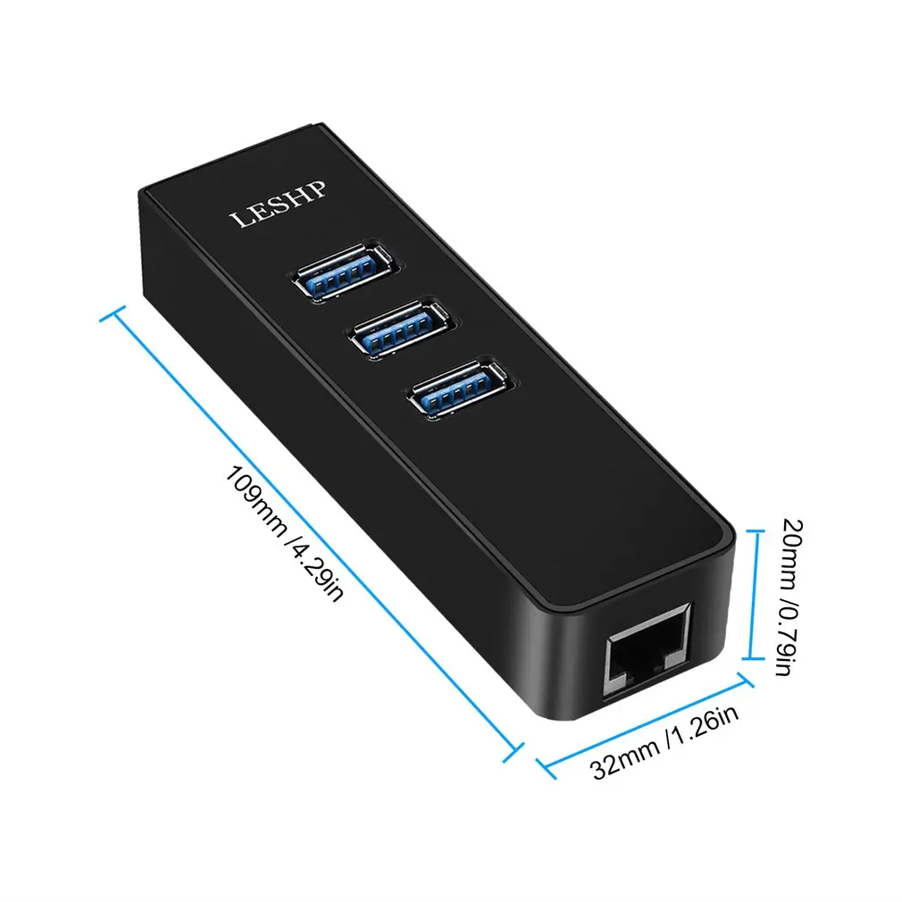 LESHP 3-Порты и разъёмы USB 3,0 концентратор с 1000 Мбит/с Ethernet адаптер Портативный центр данных сетевой адаптер для ноутбука Macbook для Mac Pro/mini