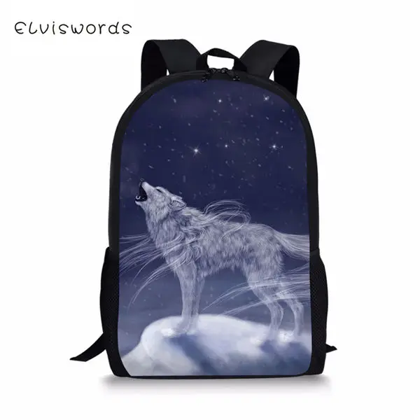 CDWX3779C ELVISWORDS модный детский рюкзак с принтом волка из мультфильма, школьный рюкзак для малышей, крутой рюкзак для путешествий с животными - Цвет: CDWX3779C