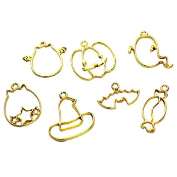 

20 Pcs/set DIY Pendant Crafts UV Crystal Resin Epoxy Border Halloween Bat Devil Shape Hollow Metal Frame diy jewelry