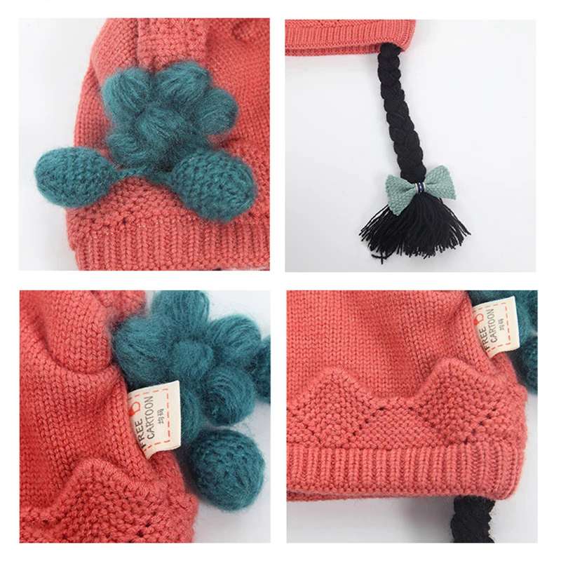 Kids Girls Cute Hat Newborn Baby Boys Girls Caps Knit Earmuff Wig Caps Clothing Soft Autumn Winter Warm Hat+ Neckerchief