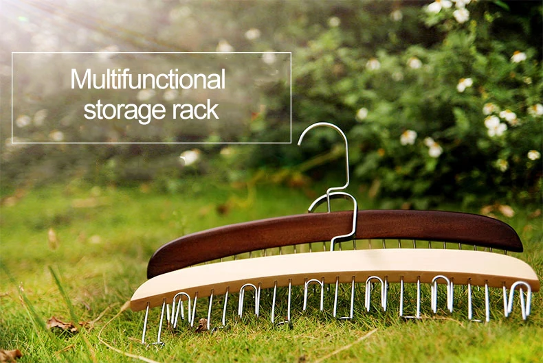 2PCS Multifunction Wood Belt Organizer Tie Scarf Rack Hanger Metal Hook Wardrobe Closet Organizer Storage Organizer Armadio