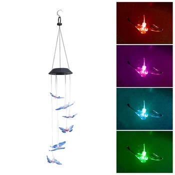 

Outdoor Garden Lawn Solar Powered Butterfly Easy Install Hanging Landscaping Festival Color Changing Decorative Wind Chime Lamp