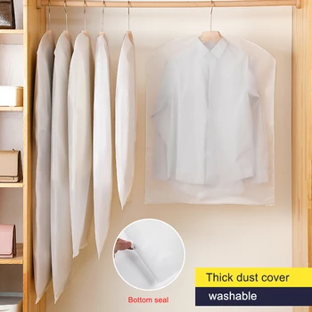 

5Pcs/lot Clear Side-open Clothes Storage Bag for Household Garment Jacket Shirt Coat Dust Moisture proof Protection Cover