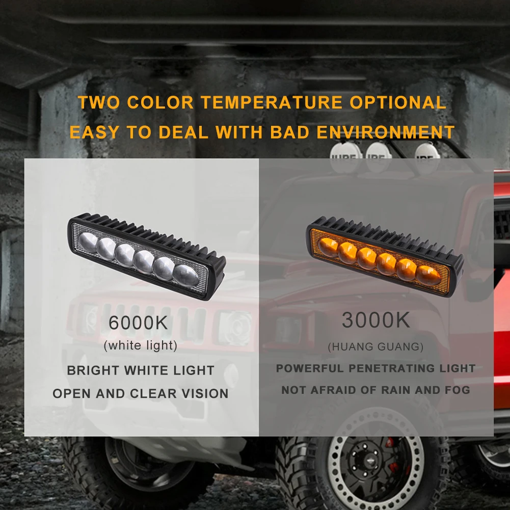 Автомобильные аксессуары светодиодный Светильник 3000 K/6000 K 2790lm 18W точечная Светодиодная рабочая лампа прожектор комбинированный внедорожный светильник