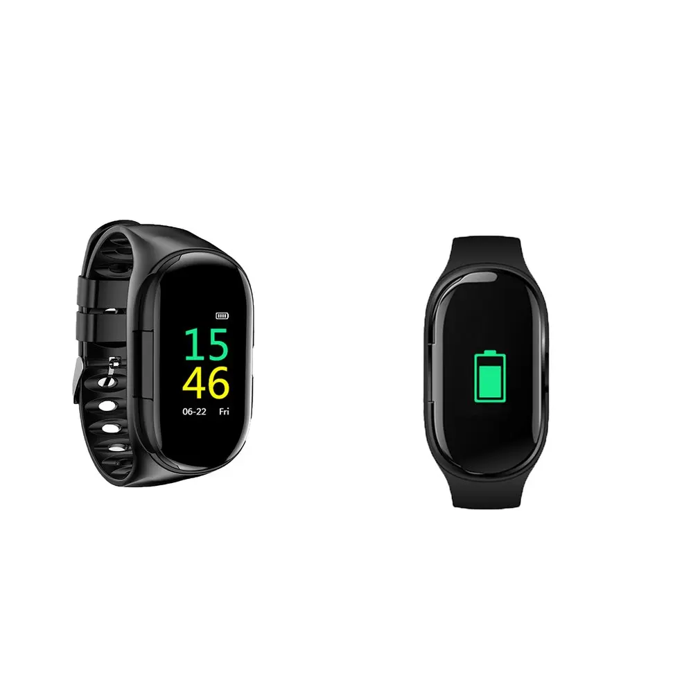 2 в 1 двойная Bluetooth гарнитура цветной экран браслет Многофункциональные умные часы двойная беспроводная гарнитура комбо умные часы