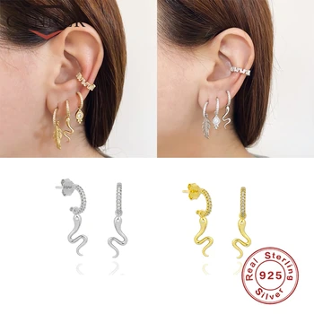 

CANNER 925 Sterling Silver Luxury Earring Snake Earings Stud Earrings for Women Piercing Earring Fine Jewelry Gift pendientes
