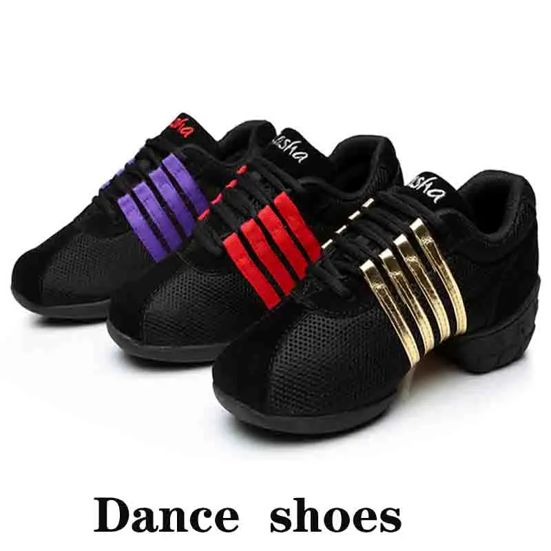 Ladies New Heighten Net Mesh Breathable Jazz Dance Shoes Soft Athletic Sneakers 