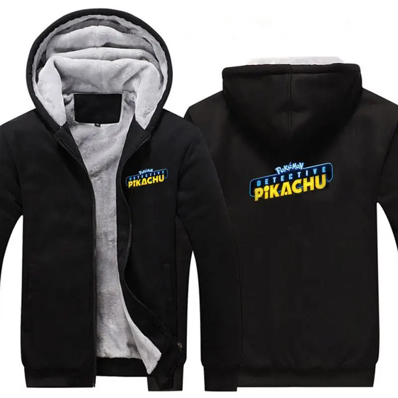 12 New Pokémon Detective Pikachu Thicken Hoodie Sweatshirts Cosplay Costume Anime Winter Warm Coat Hooded Men Adult Clothing - Цвет: 12