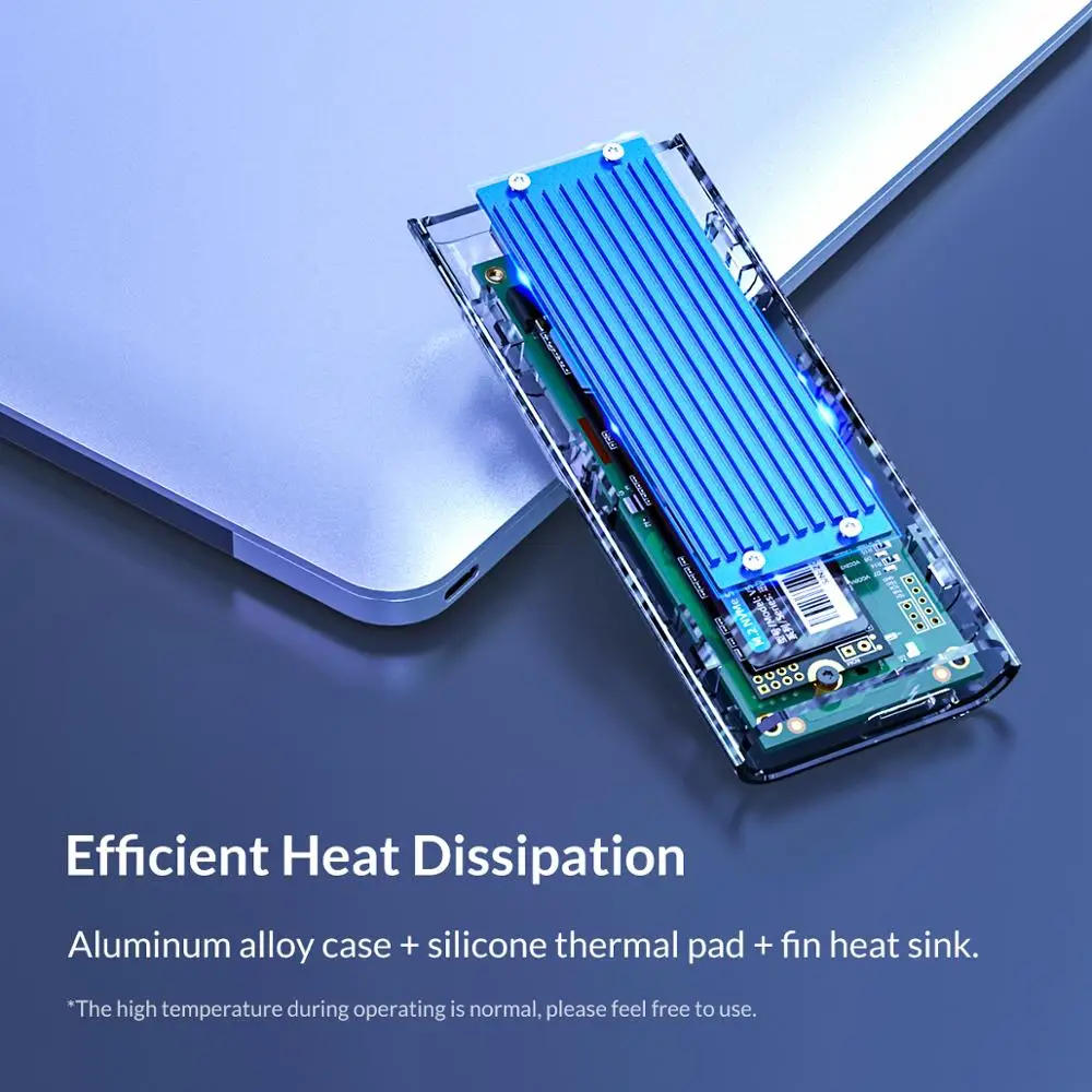 Чехол ORICO Thunderbolt 3 M.2 NVME SSD 40 Гбит/с USB C прозрачный корпус для жесткого диска до 2 M2