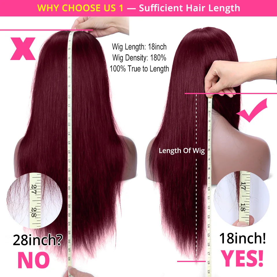 Brazilian Blonde 13x4 613/PINK/BURG/1B 613/RED Transparent Lace Front Human Hair Wig Choshim Remy Straight Hair Wig 180% Density