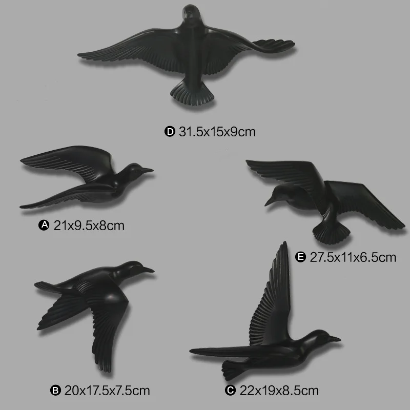 Черный 3D Смола птица украшение дома декор настенные наклейки украшения - Цвет: Черный