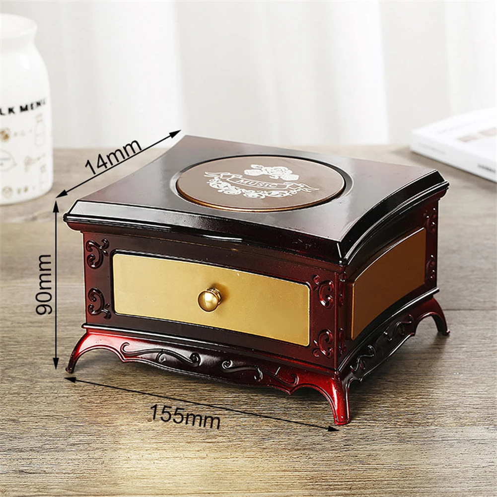 Decorative Bedroom Dresser Desktop Rectangle Gift Classic Rotating Home Free Stand Single Drawer Dancing Girl Mirror Music Box