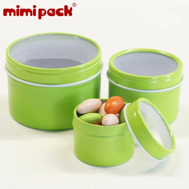 Mimipack маленькие глубокие круглые банки с прозрачным окном и верхней крышкой, жестяная упаковка, коробки для часов, пищевые банки, 24 упаковки(6 цветов
