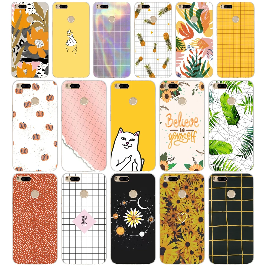 79AA Yellow Gird gift Soft Silicone Tpu Cover phone Case for Xiaomi Redmi Mi A1 A2 8 lite | Мобильные телефоны и