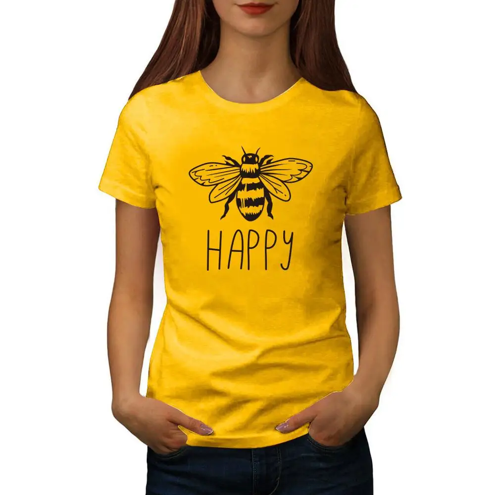 Высококачественная женская футболка с принтом Happy Bees, хлопковые повседневные футболки, большие размеры 190 кг, женские топы с короткими рукавами, 16 цветов